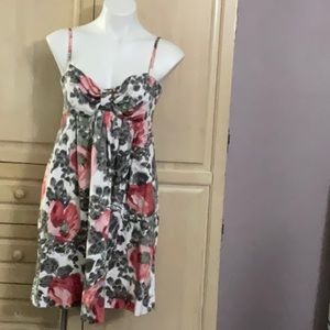 MAGGY LONDON Dress Size 6 abstract Floral Stretch Bow accent